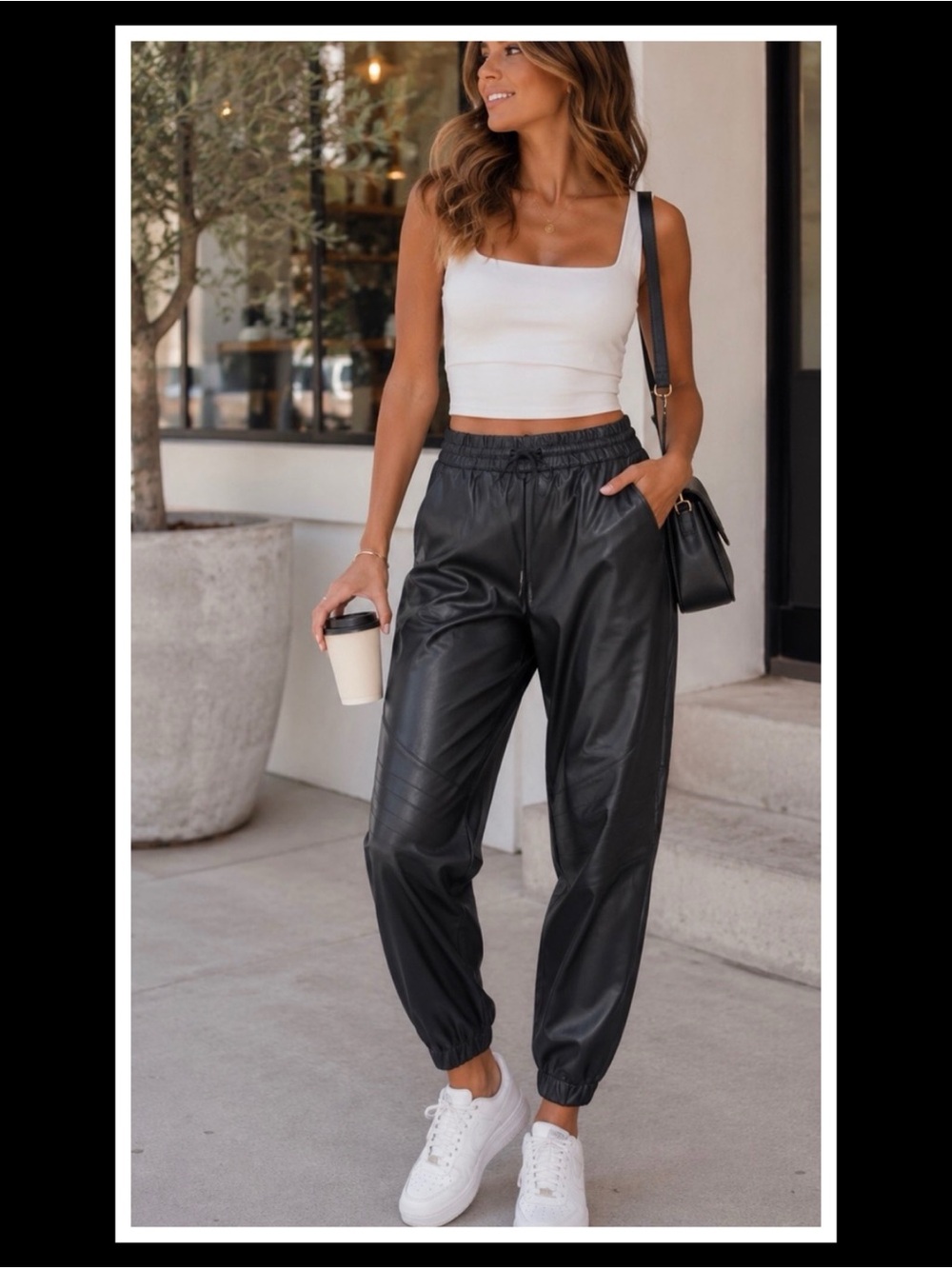 Zella Black Faux Leather Joggers-New !